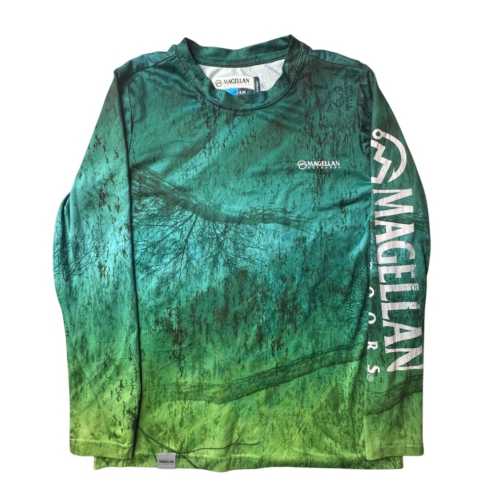 Magellan Fishing Shirt‎ Kids S 8 Green Realtree Camo Gear Cooling Performance